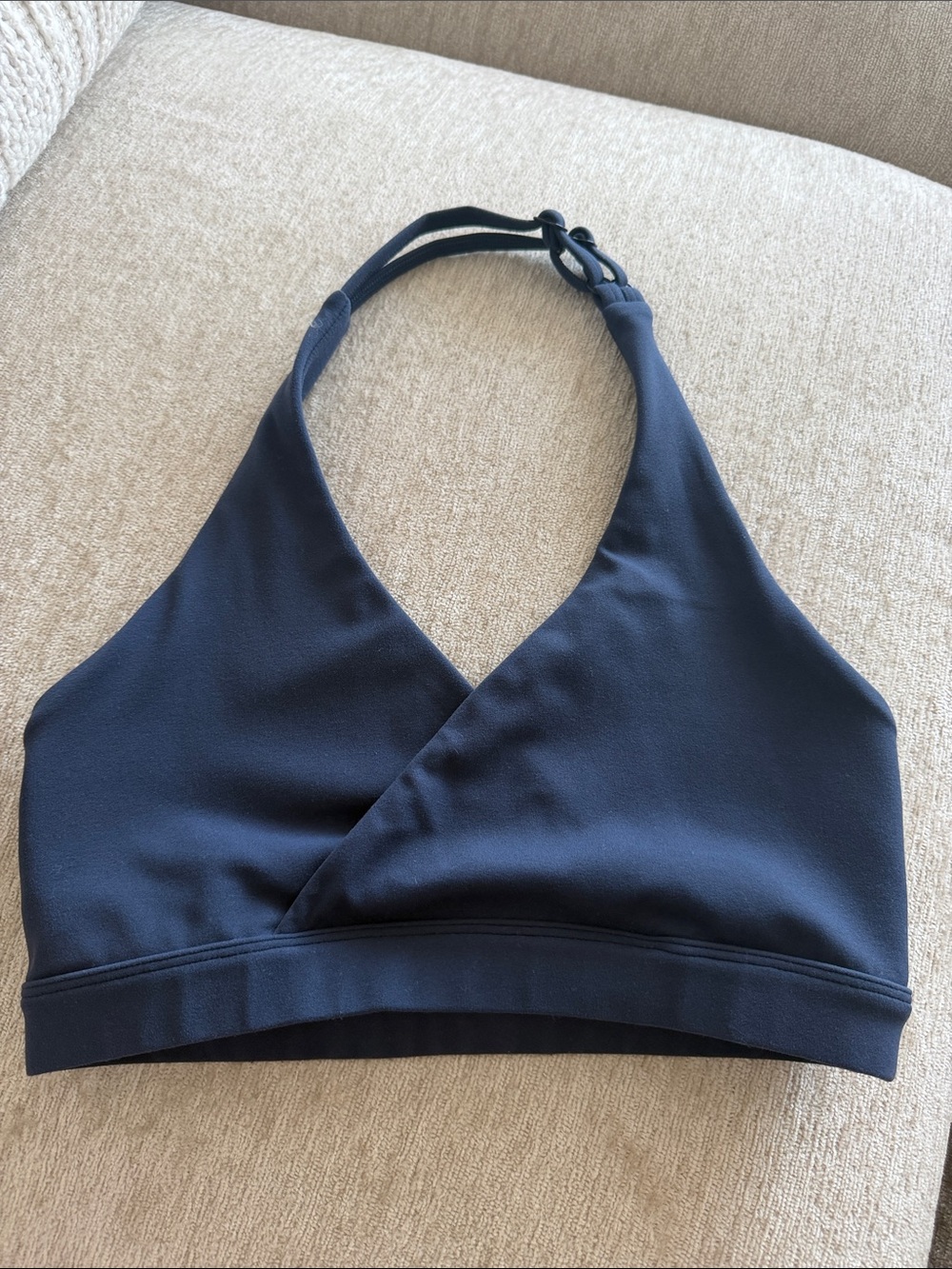 Halter Crossover Sports Bralette - Navy